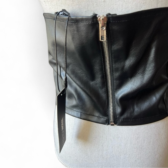 Fashion Nova Black Lace-Up Halter Top NWT whimsigoth biker sexy festival - Picture 6 of 8